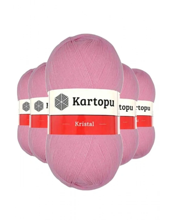5 Adet Kristal Çift Katlı El Örgü Lif İpi Pembe K774 - kartopu mudanis