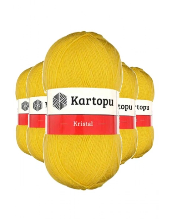 5 Adet Kristal Çift Katlı El Örgü Lif İpi Sarı K301