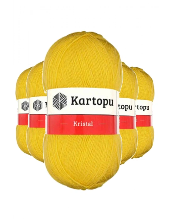 5 Adet Kristal Çift Katlı El Örgü Lif İpi Sarı K301