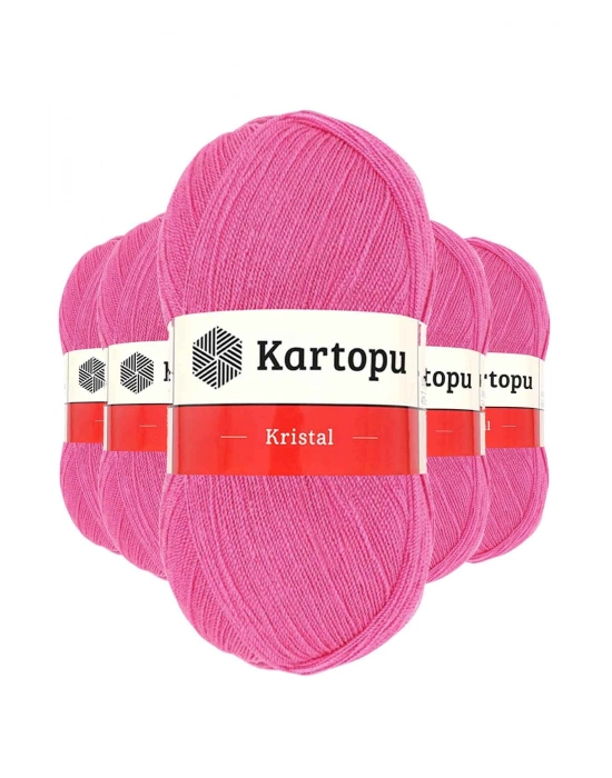 5 Adet Kristal Çift Katlı El Örgü Lif İpi Şeker Pembe K772