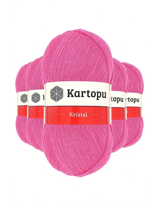 5 Adet Kristal Çift Katlı El Örgü Lif İpi Şeker Pembe K772