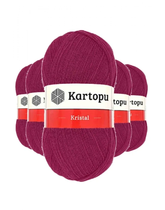 5 Adet Kristal Çift Katlı El Örgü Lif İpi Vişne K1794