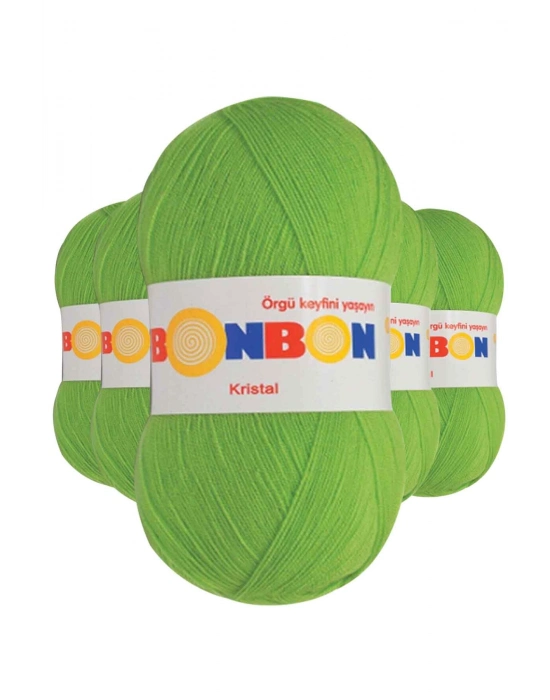 5 Adet Kristal El Örgü Lif İpi Açık Yeşil 98204