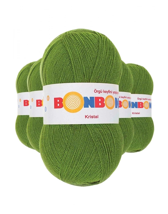 5 Adet Kristal El Örgü Lif İpi Çam Yeşili 98235