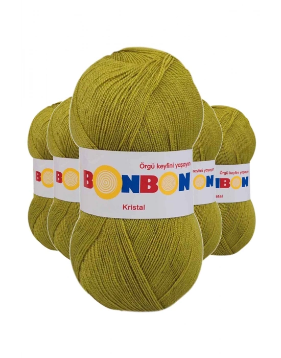 5 Adet Kristal El Örgü Lif İpi Çimen Yeşili 98229