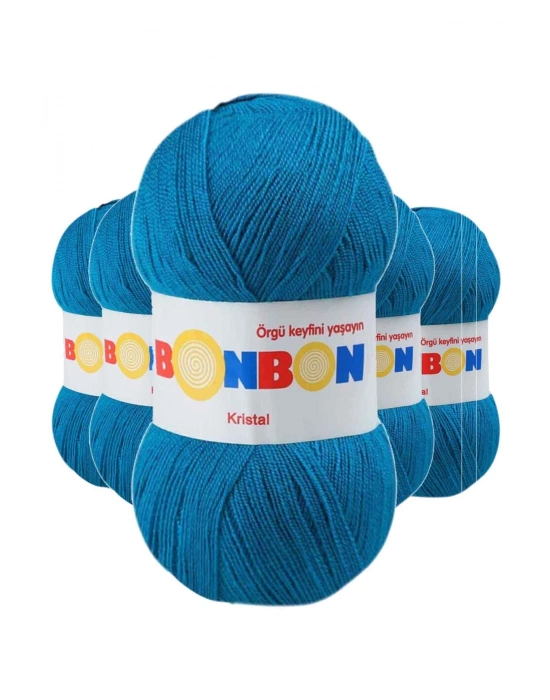 5 Adet Kristal El Örgü Lif İpi Koyu Mavi 98685