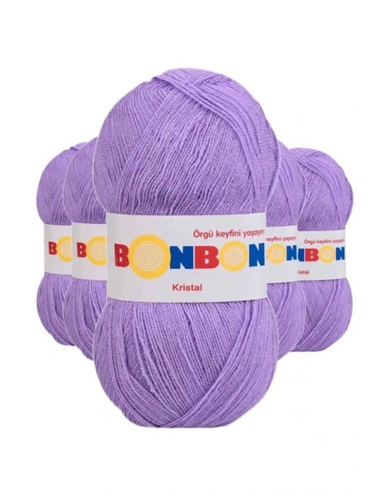 5 Adet Kristal El Örgü Lif İpi Lila 98205 - bonbon mudanis