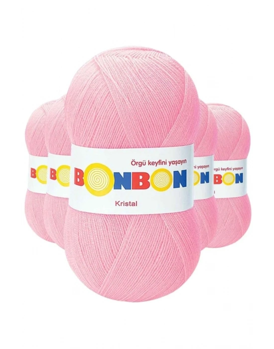 5 Adet Kristal El Örgü Lif İpi Şeker Pembe 98588 - bonbon mudanis