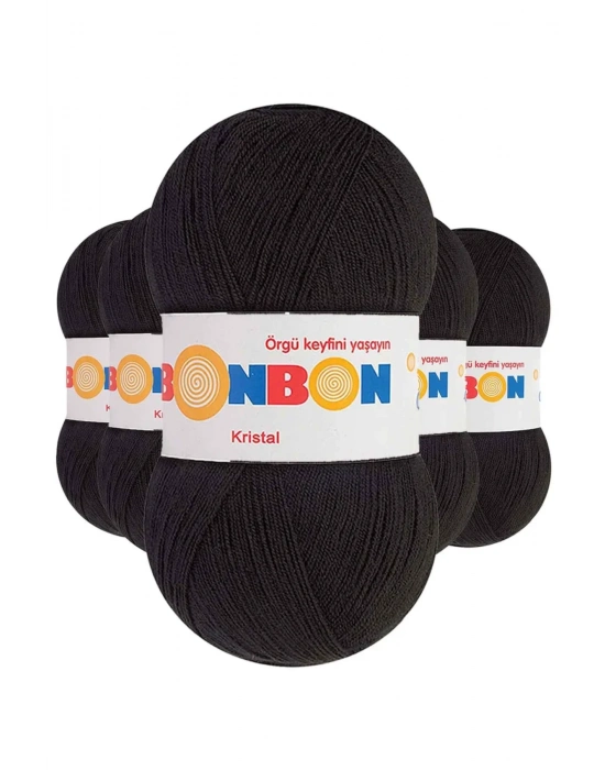 5 Adet Kristal El Örgü Lif İpi Siyah 98206