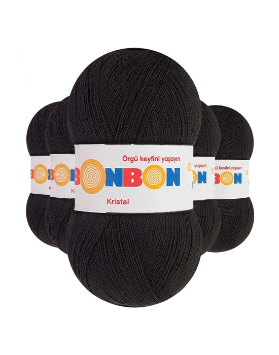 5 Adet Kristal El Örgü Lif İpi Siyah 98206
