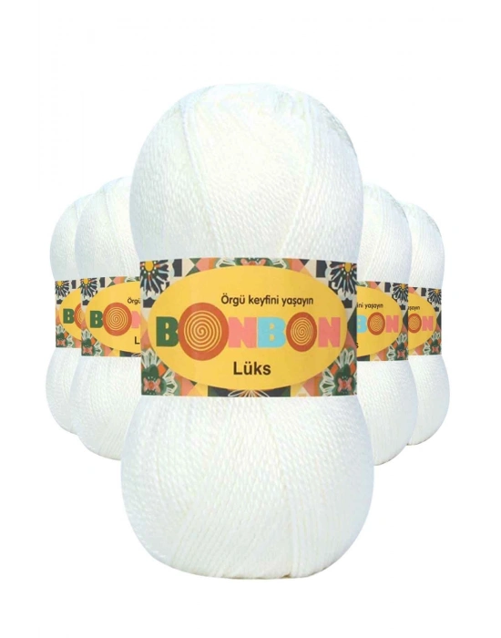 5 Adet Lüks Patik İpi Yünü Beyaz 98200