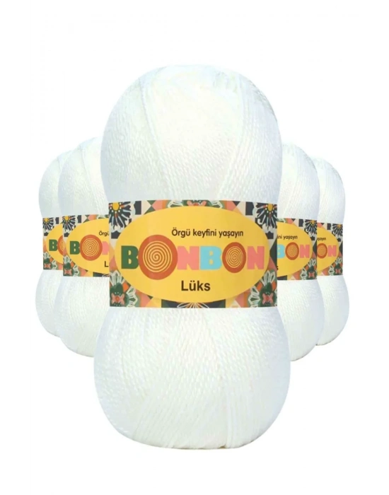 5 Adet Lüks Patik İpi Yünü Beyaz 98200