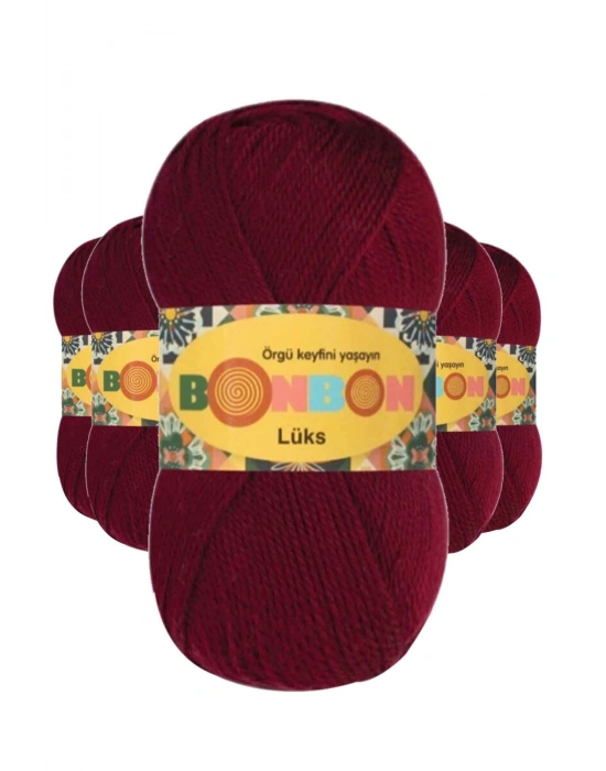 5 Adet Lüks Patik İpi Yünü Bordo 98220