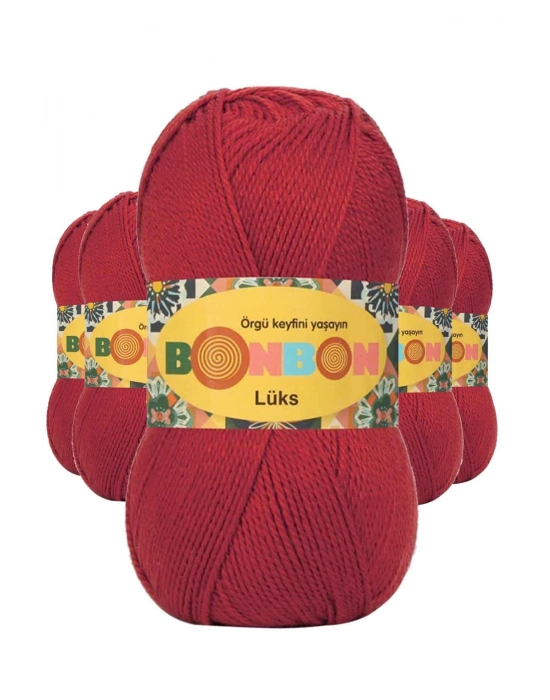 5 Adet Lüks Patik İpi Yünü Koyu Kırmızı 98676