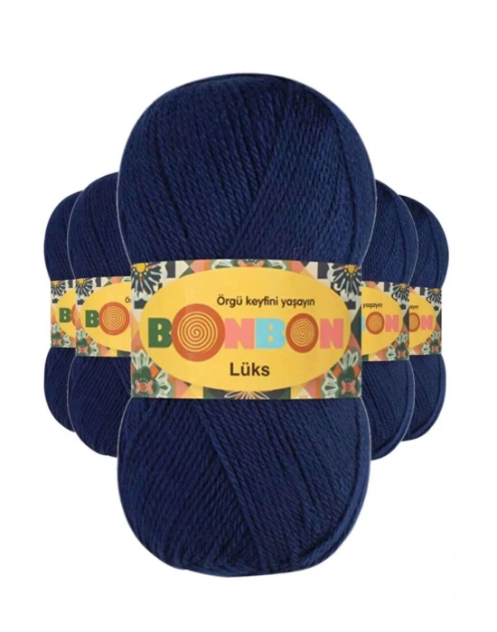 5 Adet Lüks Patik İpi Yünü Lacivert 98244 - bonbon mudanis