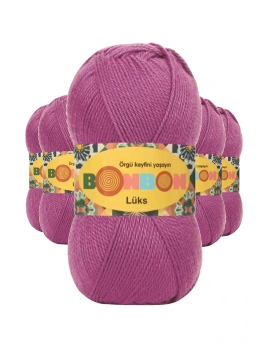 5 Adet Lüks Patik İpi Yünü Mor 98402 - bonbon mudanis