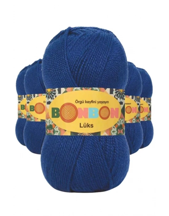 5 Adet Lüks Patik İpi Yünü Saks Mavi 98488 - bonbon mudanis