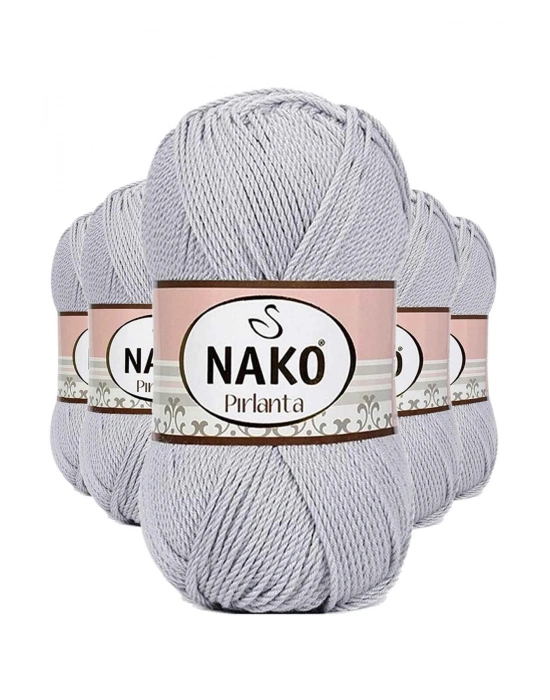 5 Adet Pırlanta Amigurumi El Örgü İpi Yünü Açık Gri 130