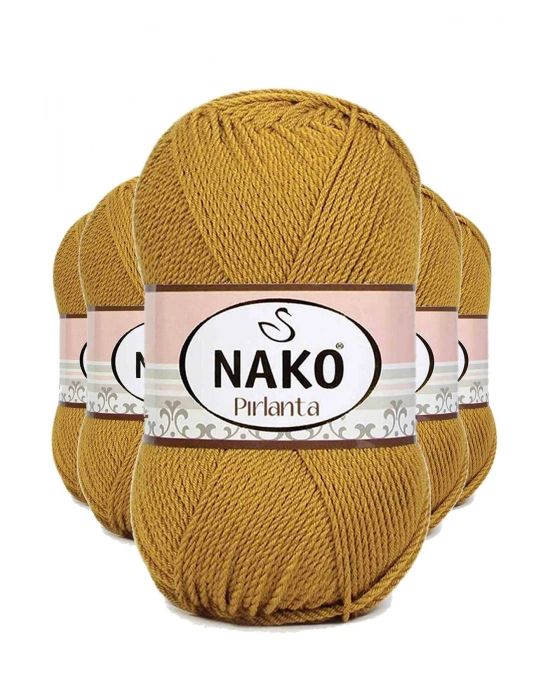 5 Adet Pırlanta Amigurumi El Örgü İpi Yünü Altın 6706