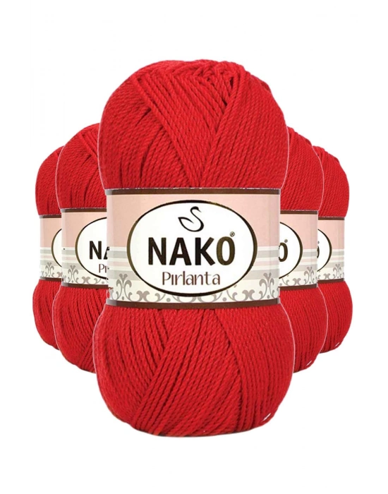 5 Adet Pırlanta Amigurumi El Örgü İpi Yünü Gelincik Kırmızı 6741