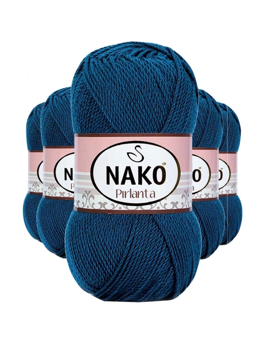 5 Adet Pırlanta Amigurumi El Örgü İpi Yünü Petrol Mavi 10328