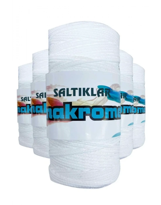 5 Adet Polyester Makrome İpi 10 Kar Beyaz 100 gr