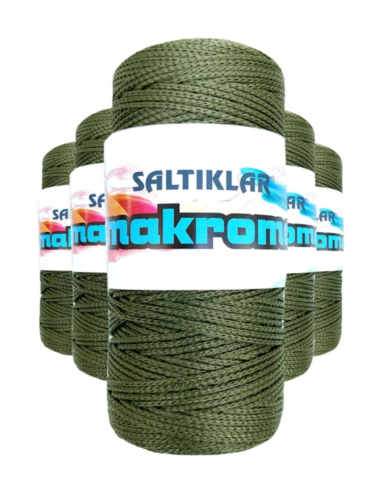 5 Adet Polyester Makrome İpi 2860 Haki Yeşil 100 gr