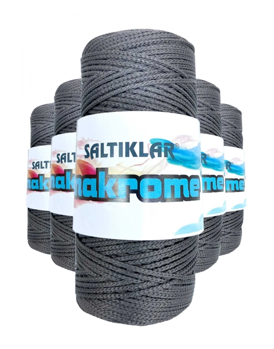 5 Adet Polyester Makrome İpi 420 Koyu Gri 100 gr