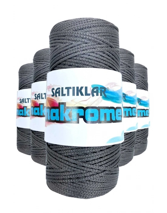 5 Adet Polyester Makrome İpi 420 Koyu Gri 100 gr