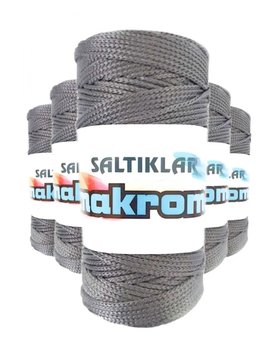 5 Adet Polyester Makrome İpi 423 Gri 100 gr