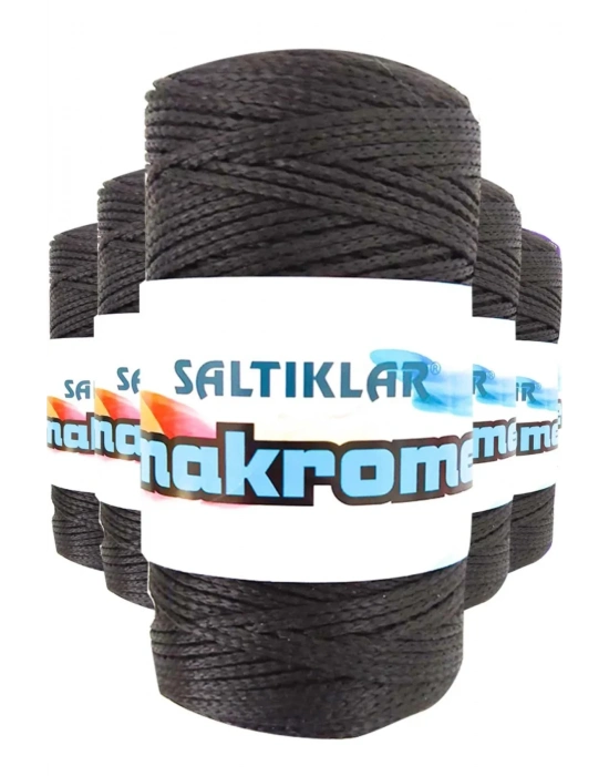 5 Adet Polyester Makrome İpi SYH Siyah 100 gr
