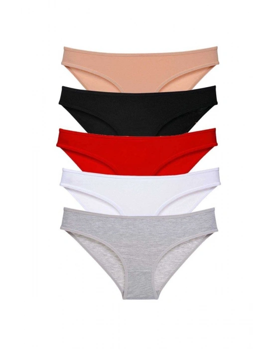 5 adet Süper Eko Set Likralı Kadın Slip Külot Çok Renkli