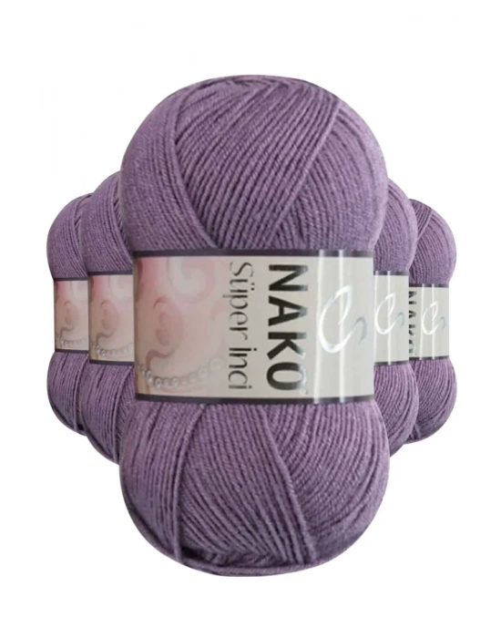 5 Adet Süper İnci El Örgü İpi 100 gr Açık Mürdüm 6684