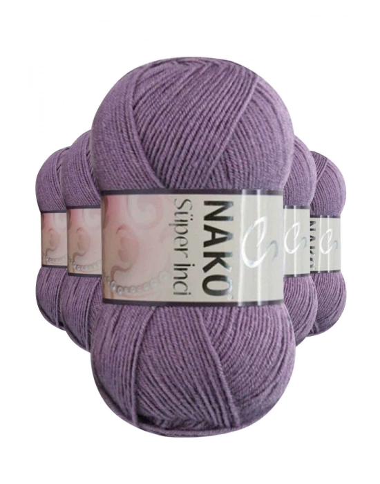 5 Adet Süper İnci El Örgü İpi 100 gr Açık Mürdüm 6684