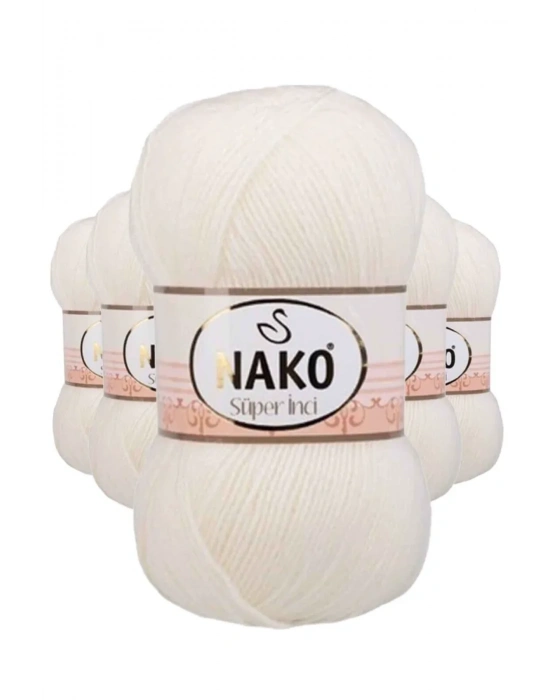 5 Adet Süper İnci El Örgü İpi 100 gr Ekru 300