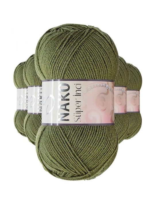 5 Adet Süper İnci El Örgü İpi 100 gr Haki 4234