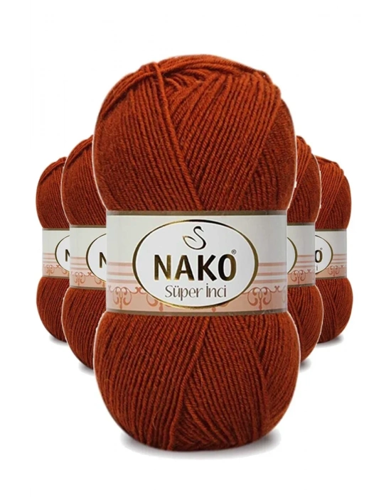 5 Adet Süper İnci El Örgü İpi 100 gr Kiremit 6679