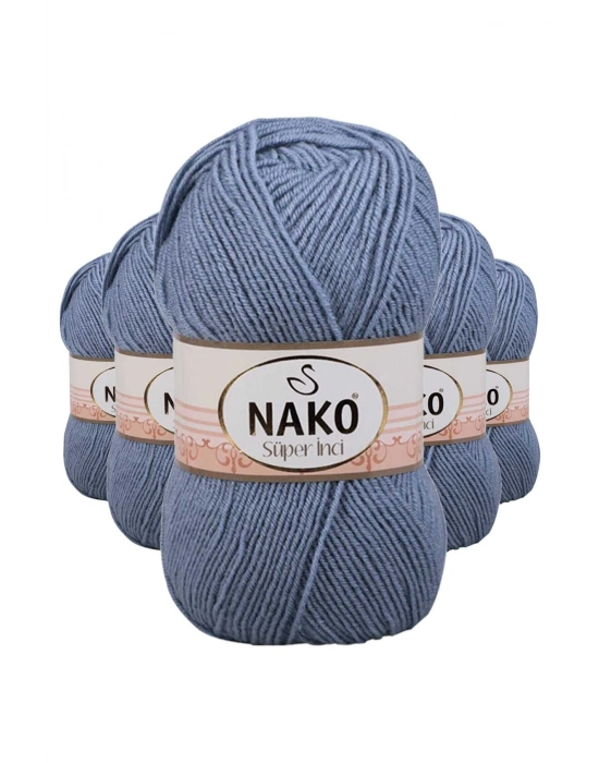 5 Adet Süper İnci El Örgü İpi 100 gr Kot Mavi 1986