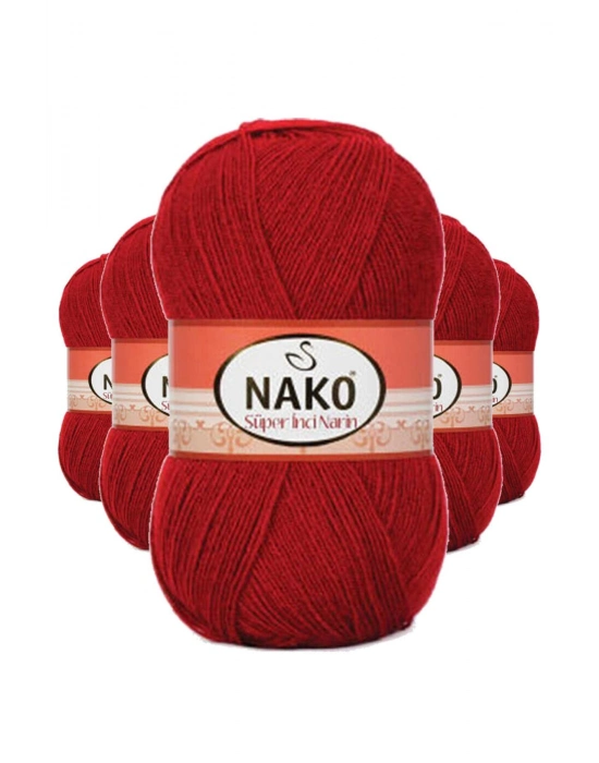 5 Adet Süper İnci El Örgü İpi 100 gr Koyu Kırmızı 1175