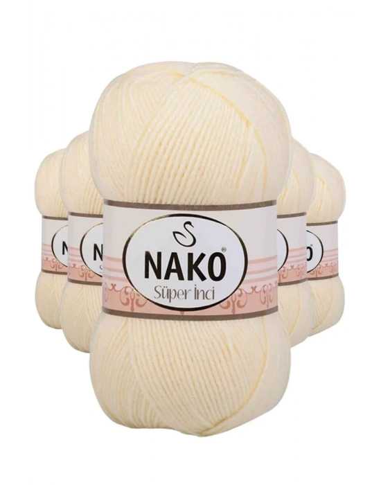 5 Adet Süper İnci El Örgü İpi 100 gr Krem 256