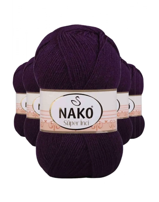 5 Adet Süper İnci El Örgü İpi 100 gr Mor 3260