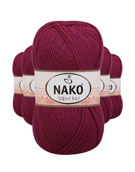 5 Adet Süper İnci El Örgü İpi 100 gr Vişne Çürüğü 2187