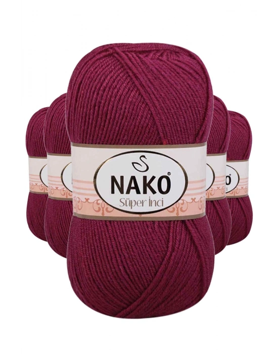 5 Adet Süper İnci El Örgü İpi 100 gr Vişne Çürüğü 2187