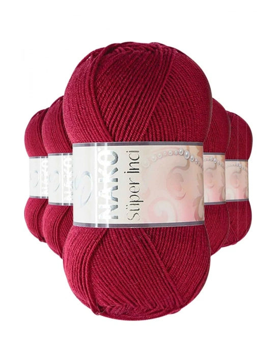 5 Adet Süper İnci El Örgü İpi 100 gr Vişne Çürüğü 3630