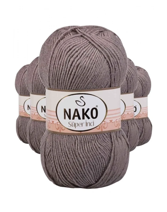 5 Adet Süper İnci El Örgü İpi 100 gr Vizon 2000