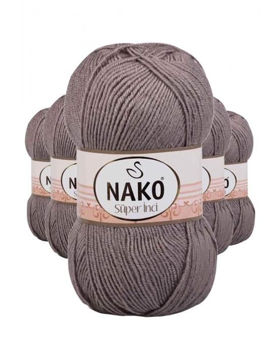 5 Adet Süper İnci El Örgü İpi 100 gr Vizon 2000