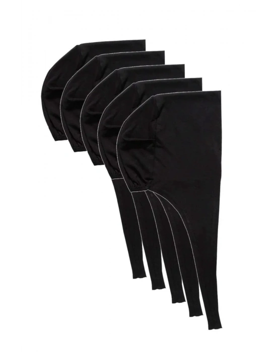 5 Adet Tesettür Bone Bağcıklı Likralı Siyah