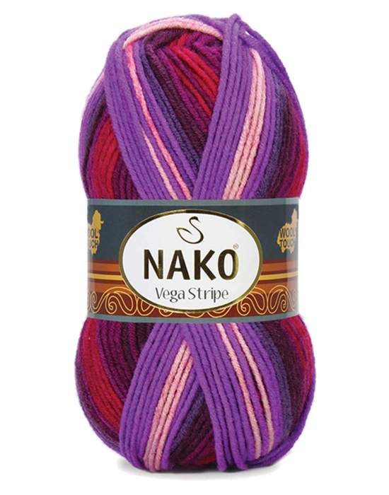 5 Adet Vega Stripe Premium Akrilik El Örgü İpi Yünü No: 82412