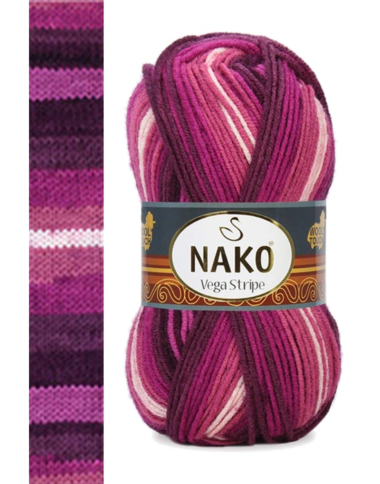 5 Adet Vega Stripe Premium Akrilik El Örgü İpi Yünü No: 82413