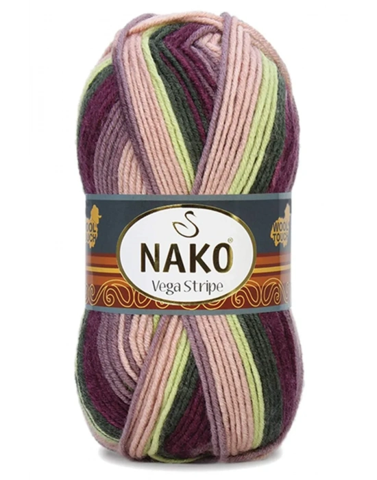 5 Adet Vega Stripe Premium Akrilik El Örgü İpi Yünü No: 82414